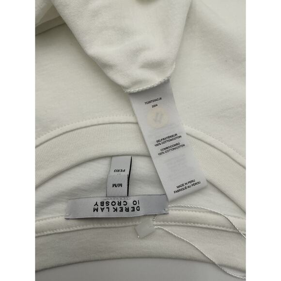 Derek Lam 'Eva' White Cotton Puff Sleeve T-Shirt Size M - Picture 4 of 4